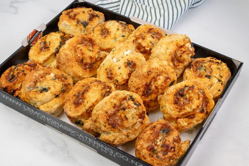 SAVOURY SCROLLS  - Piccalilli relish, diced ham and grated cheese 
