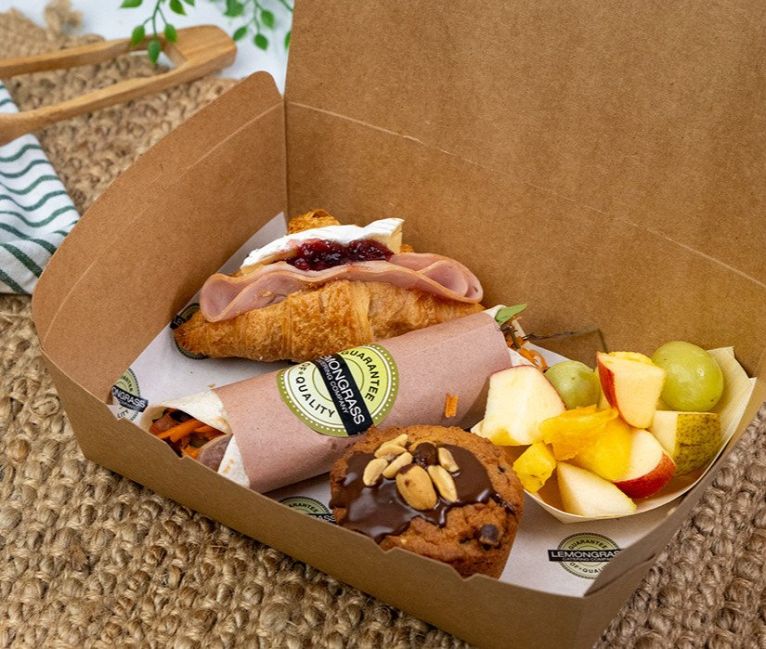 PICNIC BOX #2  (Cocktail wrap, Croissant, Daily sweet, Grapes/fresh fruit) 