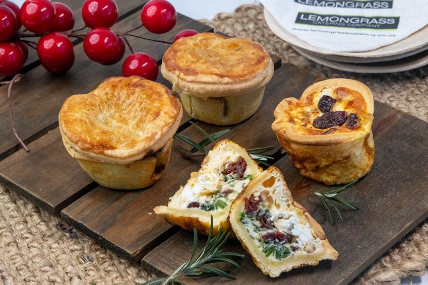 SPINACH, FETA, CRANBERRY, PINENUT QUICHE - Christmas 