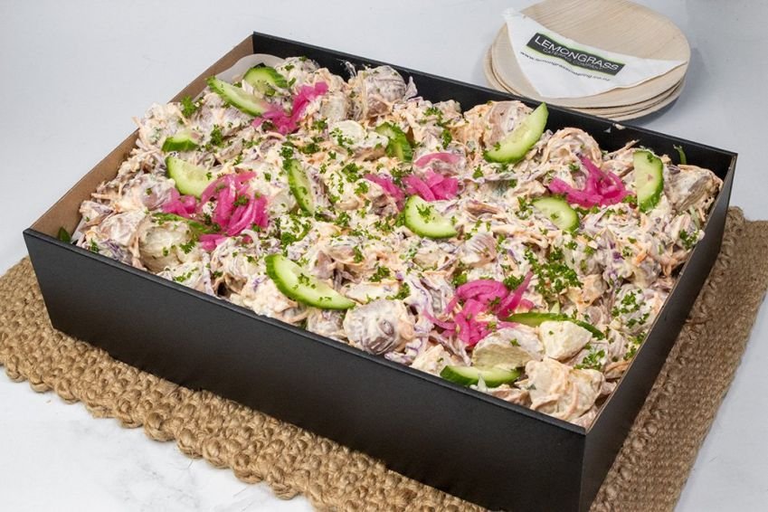 XMAS EVE - CLASSIC GOURMET POTATO SALAD BOX - Wholegrain mustard mayo dressing and fresh salad greens (Vege, GF, DF) 