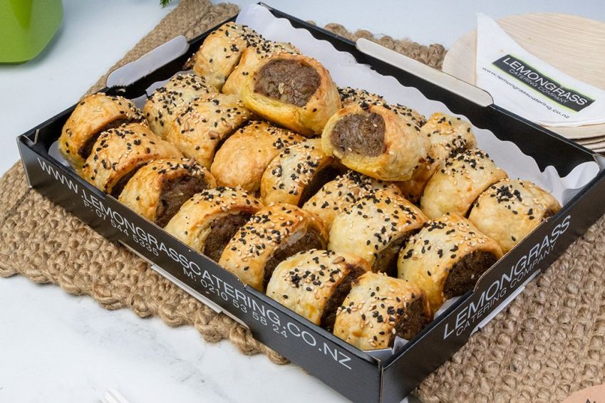SAUSAGE ROLL PLATTER (24) our Signature Beef, sage & onion recipe - Cocktail size