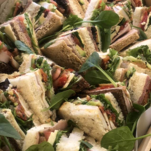 Triangle cut gourmet sandwiches