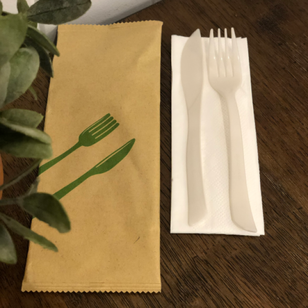 Sealed wooden knife & fork set (6 pack)