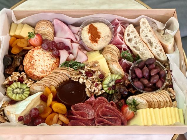 Artisan cheese and shaved meat platter