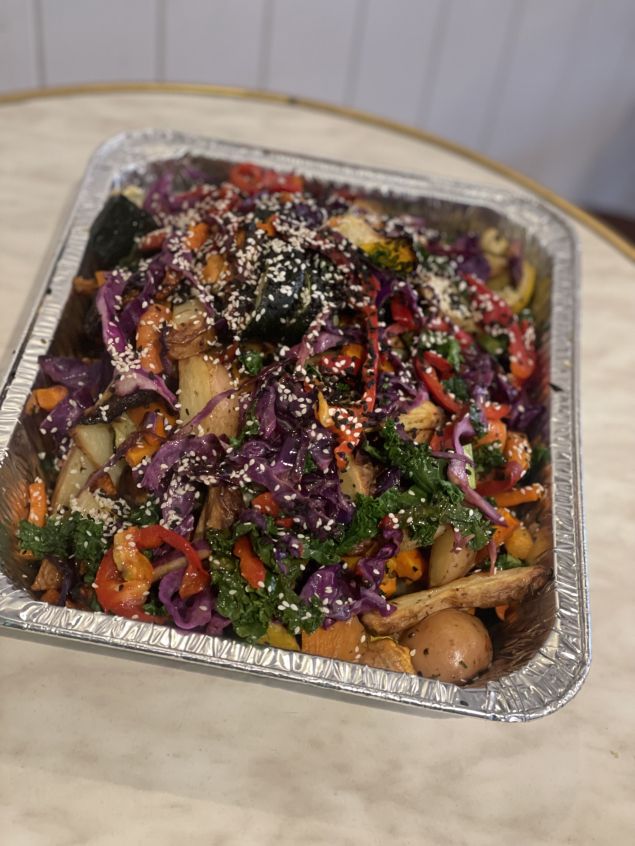 Hot roasted vegetables tray