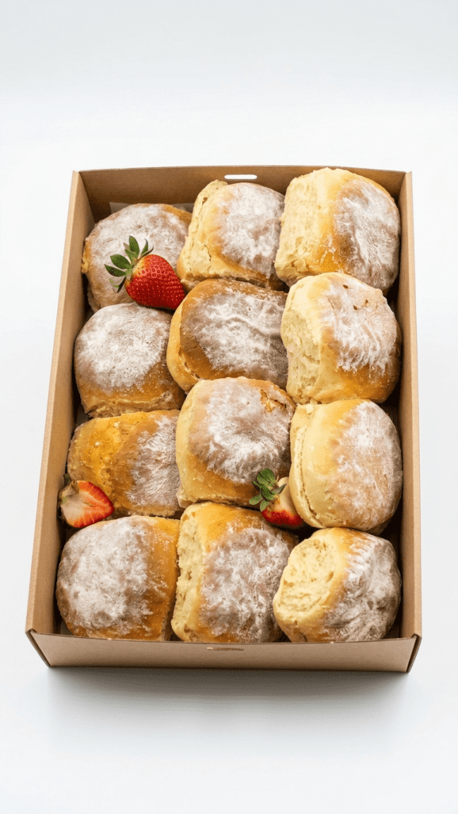 Freshly baked scones with jam & cream