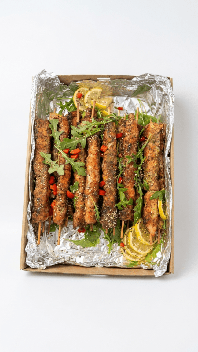 Grilled marinated chicken skewers