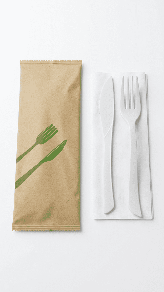 Sealed wooden knife & fork set (6 pack)