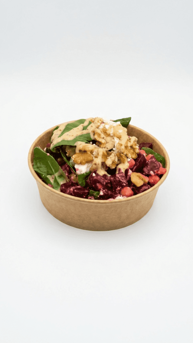 Beetroot, walnut & baby spinach salad (individually packed)