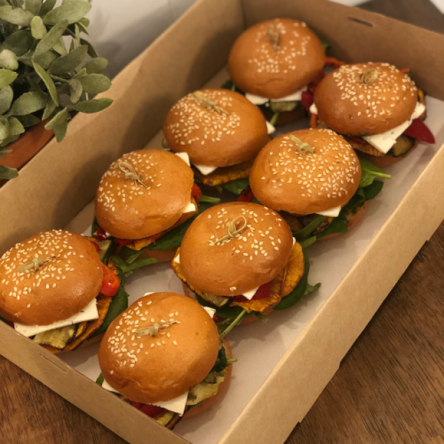 Mini roast veg burgers