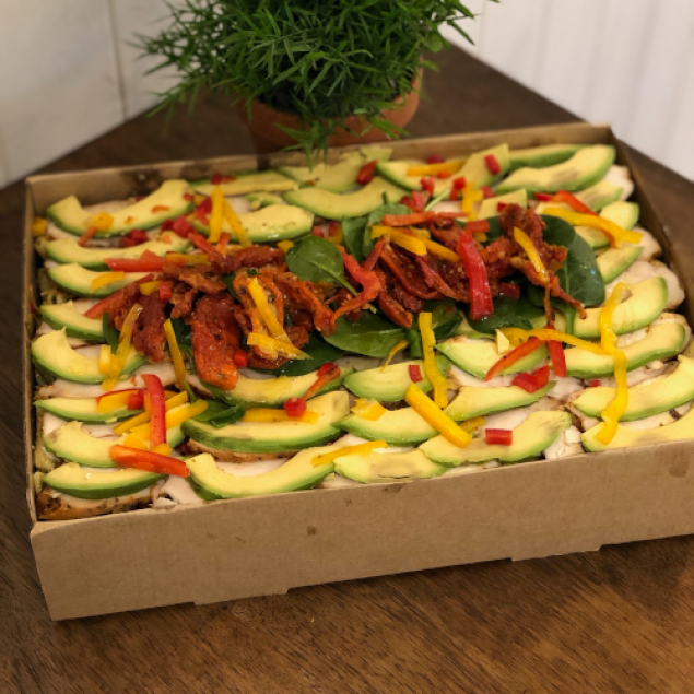 Chicken pesto pasta salad tray