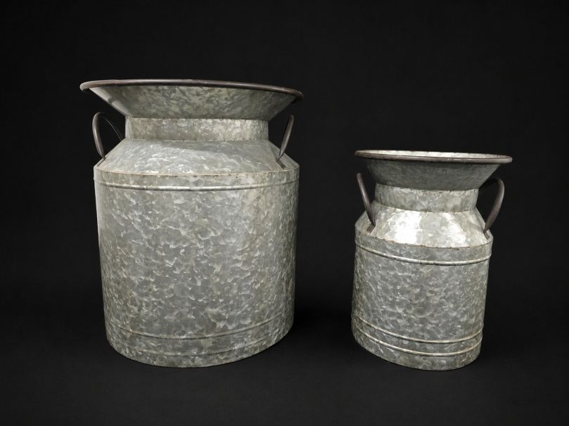 VINTAGE ZINK MILK CONTAINERS 220MM