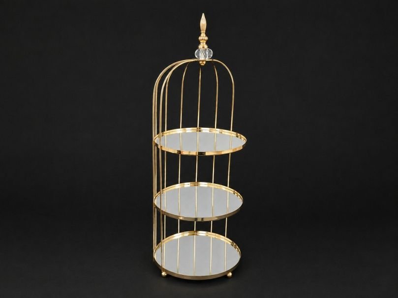TIERED MIRROR DISPLAY STANDS GOLD 680MM