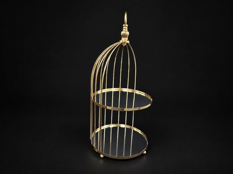TIERED MIRROR DISPLAY STANDS GOLD 500MM