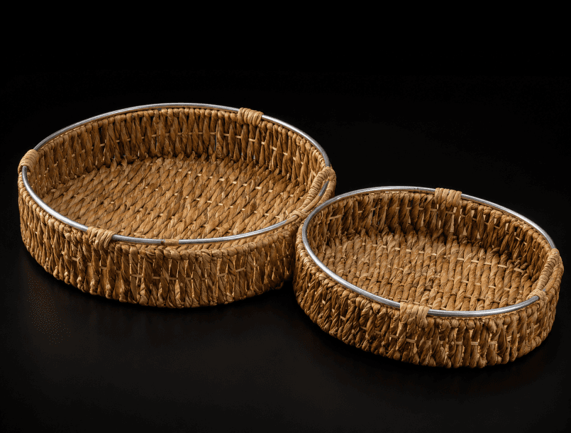 TRADITIONAL WOVEN BASKET SET 490MM AND 470MM