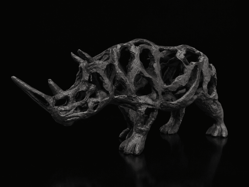 STANDING RHINO - BLACK 470MM X 120MM X 210MM