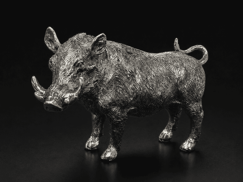STANDING WARTHOG - SILVER 190MM X 80MM X 120MM