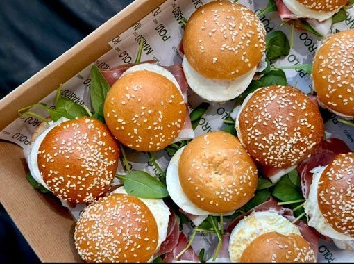 Breakfast Slider - Milk Bun, Egg, Prosciutto, Tomato Relish, Greens