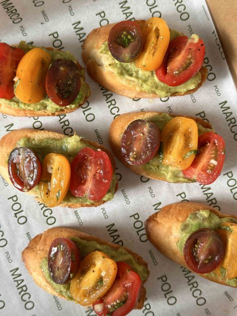 Bruschetta Bites - Avocado, Heirloom Tomatoes, Basil, Baguette