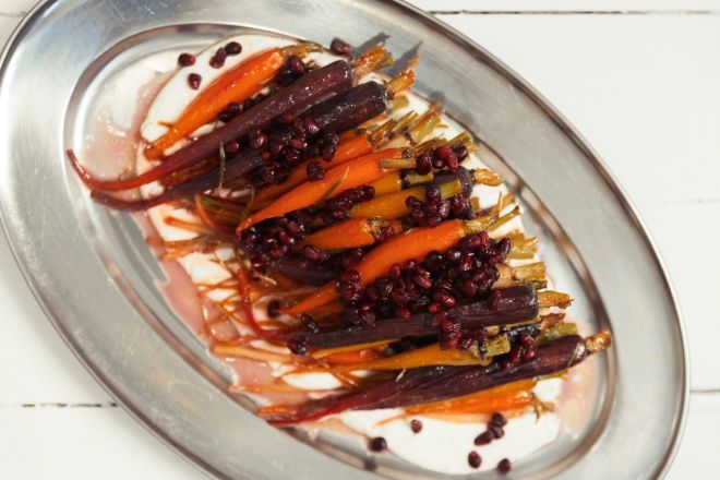 Honey Roasted Carrots, Pomegranate, Feta Salad