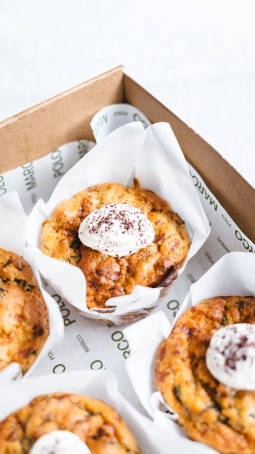 Savoury Muffin - Spinach, Apple & Sage with Cream Cheese Frosting (V)