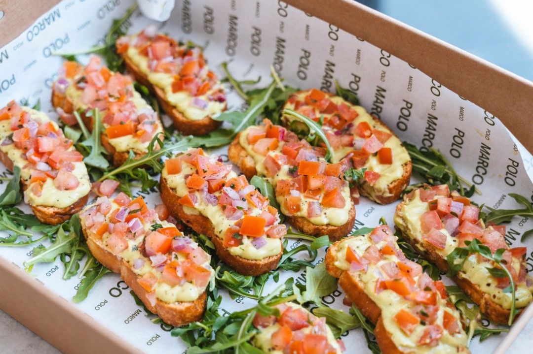 Bruschetta Bites - Avocado, Heirloom Tomatoes, Basil, Baguette