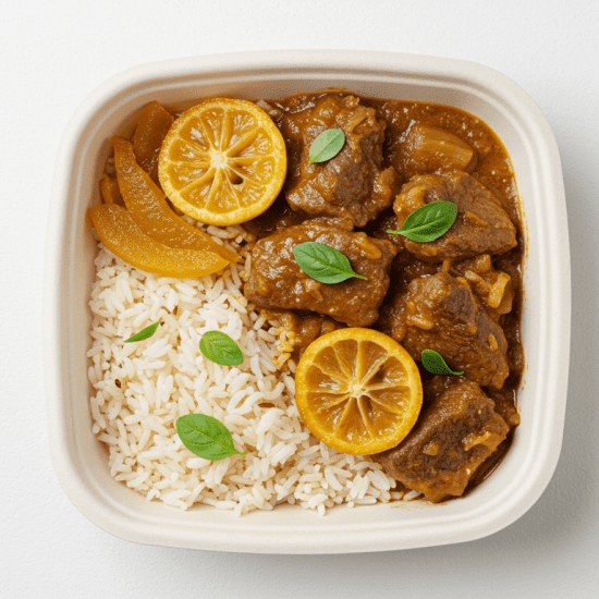 Moroccan lamb tagine w preserved lemon, jasmine rice