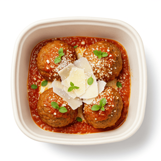 Beef meatballs, Napolitano sauce, fresh herbs, cheese