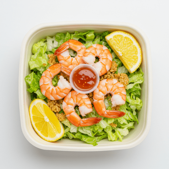 Monster prawn's cocktail, Crisp cos, Mary rose dressing, tabasco