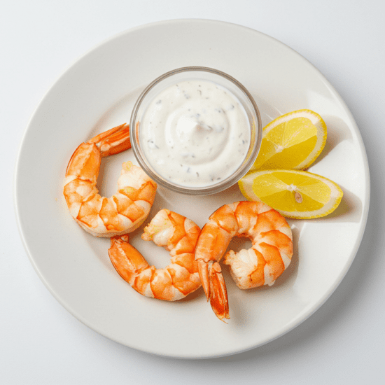 Poached Coffs harbour prawns, ranch dip (GF)
