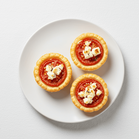 Mini caramelised tomato and feta tarts