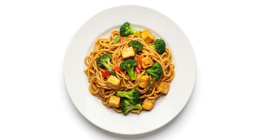 Spicy broccoli and tofu with gluten free noodles!