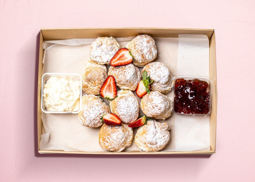 English-Style Scone, Strawberry preserve and whipped cream
