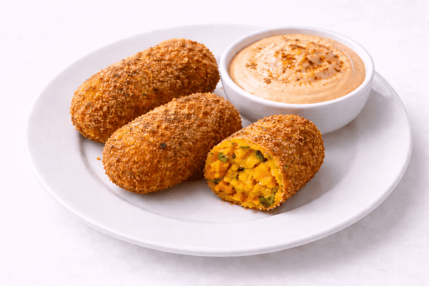 Sweet Potato & Herb Croquettes with Mustard Mayo