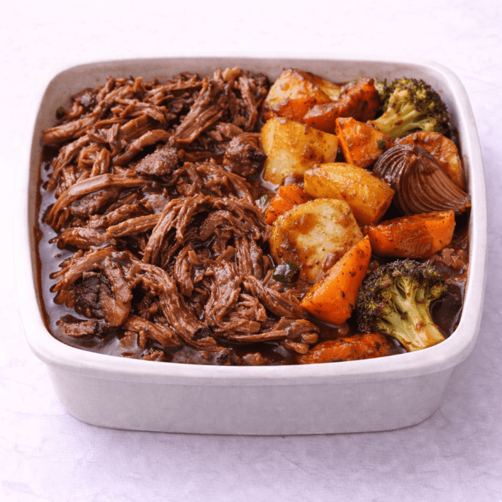 Slow Cooked Pulled Beef & Vegetables