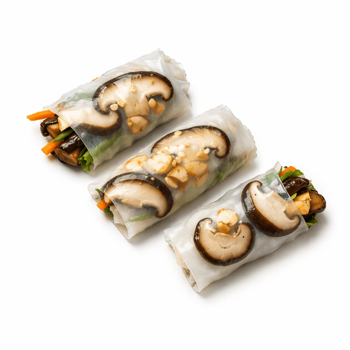 Shitake and Water Chesnut Rice Paper Rolls