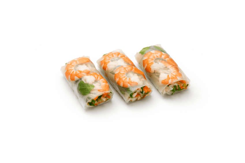 Tiger prawn & crunch slaw rice paper rolls, sweet chilli