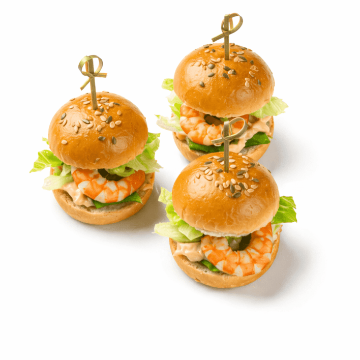 Prawn cocktail slider, crispy lettuce, rose marie sauce