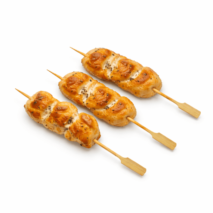 Grilled chicken skewers, sweet chilli and lime dip