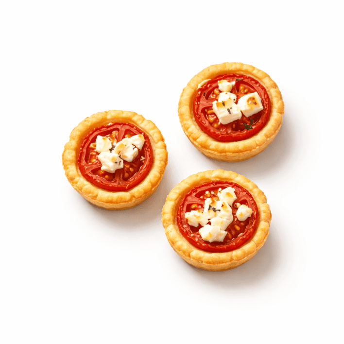 Mini caramelised tomato and feta tarts