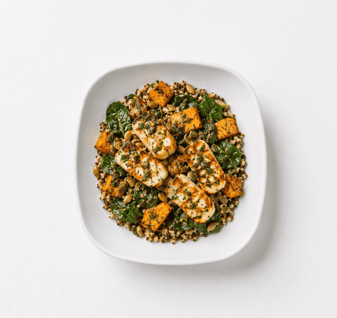Veg Roasted pumpkin and Halloumi
