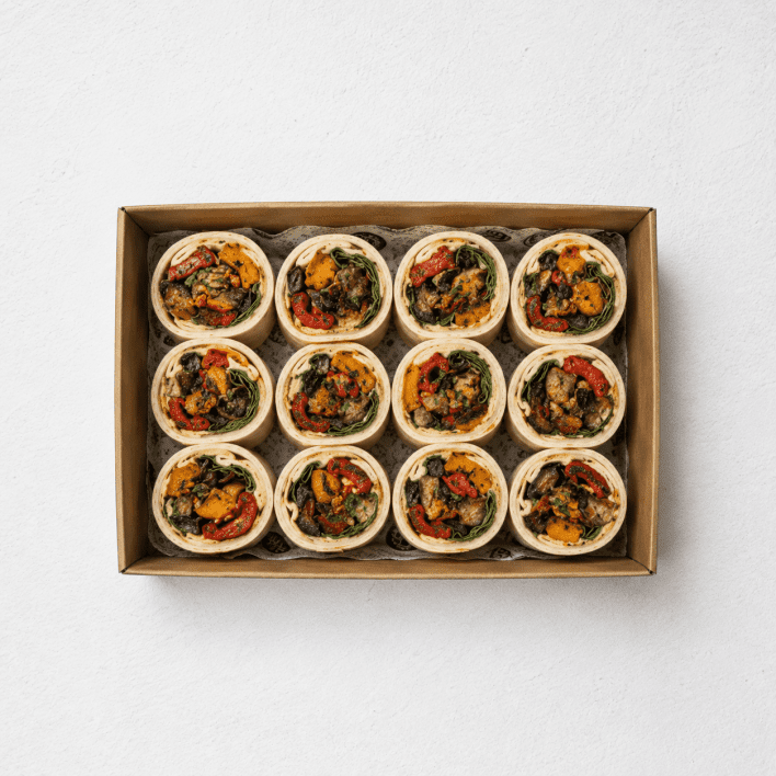 Hearty Roasted Vegetable and Vegan pesto wrap