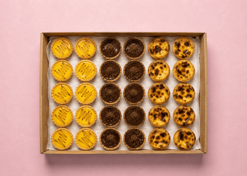  Sweet Tarts Box ,Lemon tart, Portuguese tart, Chocolate tart