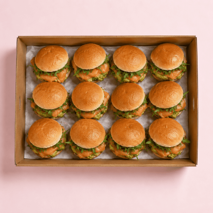 Smoked salmon, green goddess and crushed avo slider