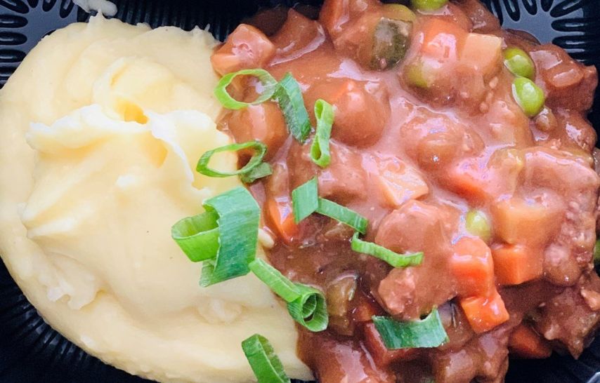 Irish beef stew with fluffy potato mash