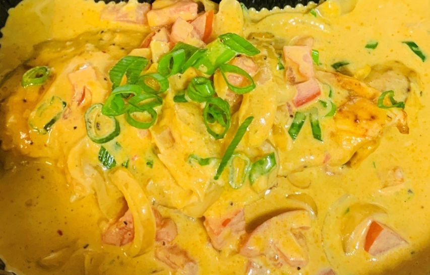 Tuscan chicken with sweet potatoes and greens