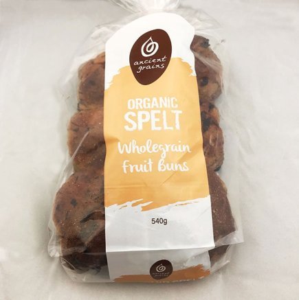 Ancient Grains Spelt Fruit Buns (6 pack) 540g