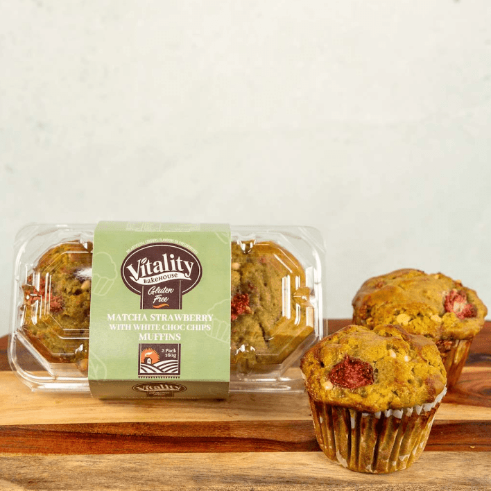 Vitality Muffin Matcha Strawberry with White Choc Chips 2x80g