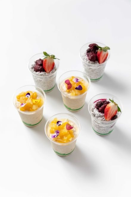 Individual Chia & Coconut Pudding, Lemon Myrtle Berry Compote