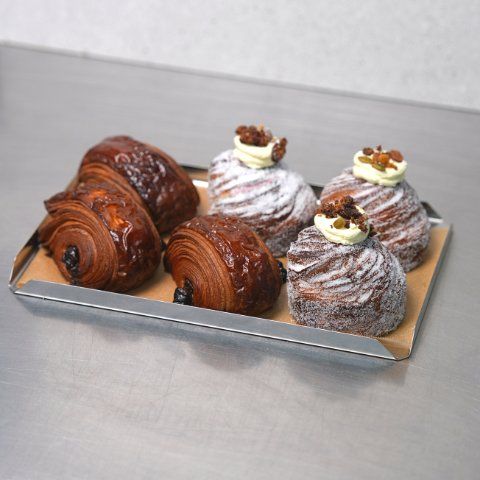 Freshly Baked Butter Layered Croissants | Raspberry and Lemon Zest Cruffins | Pan Au Chocolates | Morning Tea Catering | Auckland
